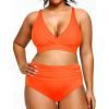 imageYonique Womens Plus Size Bikini High Waisted Swimsuits Two Piece Bathing Suits Tummy Control SwimwearNeon Orange