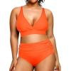 imageYonique Womens Plus Size Bikini High Waisted Swimsuits Two Piece Bathing Suits Tummy Control SwimwearNeon Orange