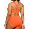 imageYonique Womens Plus Size Bikini High Waisted Swimsuits Two Piece Bathing Suits Tummy Control SwimwearNeon Orange