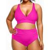 imageYonique Womens Plus Size Bikini High Waisted Swimsuits Two Piece Bathing Suits Tummy Control SwimwearPink
