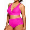 imageYonique Womens Plus Size Bikini High Waisted Swimsuits Two Piece Bathing Suits Tummy Control SwimwearPink