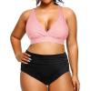 imageYonique Womens Plus Size Bikini High Waisted Swimsuits Two Piece Bathing Suits Tummy Control SwimwearPink and Black