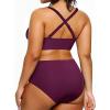 imageYonique Womens Plus Size Bikini High Waisted Swimsuits Two Piece Bathing Suits Tummy Control SwimwearPurple