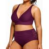imageYonique Womens Plus Size Bikini High Waisted Swimsuits Two Piece Bathing Suits Tummy Control SwimwearPurple