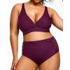 imageYonique Womens Plus Size Bikini High Waisted Swimsuits Two Piece Bathing Suits Tummy Control SwimwearPurple