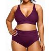 imageYonique Womens Plus Size Bikini High Waisted Swimsuits Two Piece Bathing Suits Tummy Control SwimwearPurple