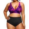 imageYonique Womens Plus Size Bikini High Waisted Swimsuits Two Piece Bathing Suits Tummy Control SwimwearPurple Leaf