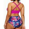 imageYonique Womens Plus Size Bikini High Waisted Swimsuits Two Piece Bathing Suits Tummy Control SwimwearPurple and Flowers