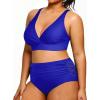 imageYonique Womens Plus Size Bikini High Waisted Swimsuits Two Piece Bathing Suits Tummy Control SwimwearRoyal Blue