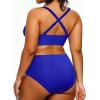 imageYonique Womens Plus Size Bikini High Waisted Swimsuits Two Piece Bathing Suits Tummy Control SwimwearRoyal Blue