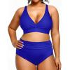 imageYonique Womens Plus Size Bikini High Waisted Swimsuits Two Piece Bathing Suits Tummy Control SwimwearRoyal Blue