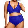 imageYonique Womens Plus Size Bikini High Waisted Swimsuits Two Piece Bathing Suits Tummy Control SwimwearRoyal Blue