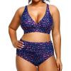 imageYonique Womens Plus Size Bikini High Waisted Swimsuits Two Piece Bathing Suits Tummy Control SwimwearStar Whole Sky