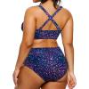 imageYonique Womens Plus Size Bikini High Waisted Swimsuits Two Piece Bathing Suits Tummy Control SwimwearStar Whole Sky