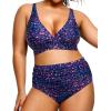 imageYonique Womens Plus Size Bikini High Waisted Swimsuits Two Piece Bathing Suits Tummy Control SwimwearStar Whole Sky