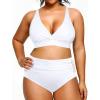 imageYonique Womens Plus Size Bikini High Waisted Swimsuits Two Piece Bathing Suits Tummy Control SwimwearWhite