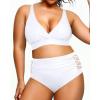 imageYonique Womens Plus Size Bikini High Waisted Swimsuits Two Piece Bathing Suits Tummy Control SwimwearWhite