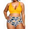 imageYonique Womens Plus Size Bikini High Waisted Swimsuits Two Piece Bathing Suits Tummy Control SwimwearYellow