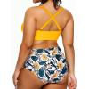 imageYonique Womens Plus Size Bikini High Waisted Swimsuits Two Piece Bathing Suits Tummy Control SwimwearYellow