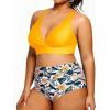 imageYonique Womens Plus Size Bikini High Waisted Swimsuits Two Piece Bathing Suits Tummy Control SwimwearYellow