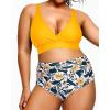 imageYonique Womens Plus Size Bikini High Waisted Swimsuits Two Piece Bathing Suits Tummy Control SwimwearYellow