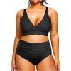 imageYonique Womens Plus Size Bikini High Waisted Swimsuits Two Piece Bathing Suits Tummy Control SwimwearBlack