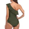 imageYonique Womens Two Piece Swimsuits One Shoulder Tankini Tummy Control Bathing Suits Ruffle SwimwearDark Green