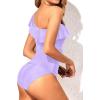 imageYonique Womens Two Piece Swimsuits One Shoulder Tankini Tummy Control Bathing Suits Ruffle SwimwearLavender