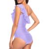 imageYonique Womens Two Piece Swimsuits One Shoulder Tankini Tummy Control Bathing Suits Ruffle SwimwearLavender