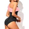 imageYonique Womens Two Piece Swimsuits One Shoulder Tankini Tummy Control Bathing Suits Ruffle SwimwearPeach and Black