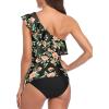 imageYonique Womens Two Piece Swimsuits One Shoulder Tankini Tummy Control Bathing Suits Ruffle SwimwearPink Yellow Rose