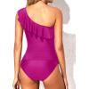 imageYonique Womens Two Piece Swimsuits One Shoulder Tankini Tummy Control Bathing Suits Ruffle SwimwearRoseo Purple