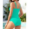 imageYonique Womens Two Piece Swimsuits Ruffle Flounce Tankini Tummy Control Bathing Suits V Neck SwimwearAqua Green