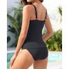 imageYonique Womens Two Piece Swimsuits Ruffle Flounce Tankini Tummy Control Bathing Suits V Neck SwimwearBlack 01