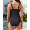 imageYonique Womens Two Piece Swimsuits Ruffle Flounce Tankini Tummy Control Bathing Suits V Neck SwimwearBlack 01
