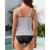 imageYonique Womens Two Piece Swimsuits Ruffle Flounce Tankini Tummy Control Bathing Suits V Neck SwimwearBlackwhite Striped