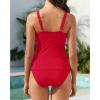 imageYonique Womens Two Piece Swimsuits Ruffle Flounce Tankini Tummy Control Bathing Suits V Neck SwimwearBright Red