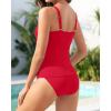 imageYonique Womens Two Piece Swimsuits Ruffle Flounce Tankini Tummy Control Bathing Suits V Neck SwimwearBright Red