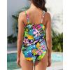 imageYonique Womens Two Piece Swimsuits Ruffle Flounce Tankini Tummy Control Bathing Suits V Neck SwimwearColour Floral