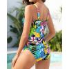 imageYonique Womens Two Piece Swimsuits Ruffle Flounce Tankini Tummy Control Bathing Suits V Neck SwimwearColour Floral