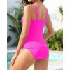 imageYonique Womens Two Piece Swimsuits Ruffle Flounce Tankini Tummy Control Bathing Suits V Neck SwimwearHot Pink