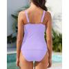 imageYonique Womens Two Piece Swimsuits Ruffle Flounce Tankini Tummy Control Bathing Suits V Neck SwimwearLavender
