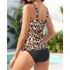 imageYonique Womens Two Piece Swimsuits Ruffle Flounce Tankini Tummy Control Bathing Suits V Neck SwimwearLeopard