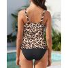 imageYonique Womens Two Piece Swimsuits Ruffle Flounce Tankini Tummy Control Bathing Suits V Neck SwimwearLeopard