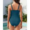 imageYonique Womens Two Piece Swimsuits Ruffle Flounce Tankini Tummy Control Bathing Suits V Neck SwimwearMalachite Green