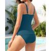 imageYonique Womens Two Piece Swimsuits Ruffle Flounce Tankini Tummy Control Bathing Suits V Neck SwimwearMalachite Green