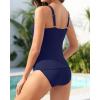 imageYonique Womens Two Piece Swimsuits Ruffle Flounce Tankini Tummy Control Bathing Suits V Neck SwimwearNavy Blue