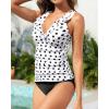 imageYonique Womens Two Piece Swimsuits Ruffle Flounce Tankini Tummy Control Bathing Suits V Neck SwimwearWhite Dot