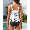 imageYonique Womens Two Piece Swimsuits Ruffle Flounce Tankini Tummy Control Bathing Suits V Neck SwimwearWhite Dot