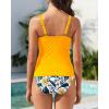 imageYonique Womens Two Piece Swimsuits Ruffle Flounce Tankini Tummy Control Bathing Suits V Neck SwimwearYellow Floral
